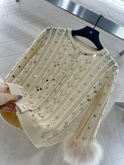 Sequined knitted cardigan