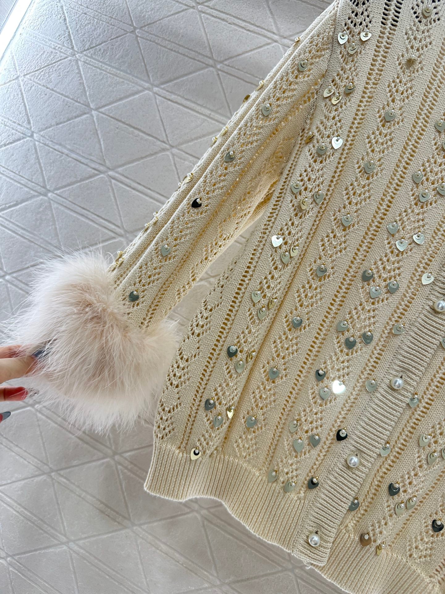 Sequined knitted cardigan