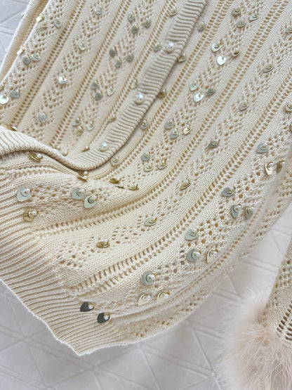 Sequined knitted cardigan