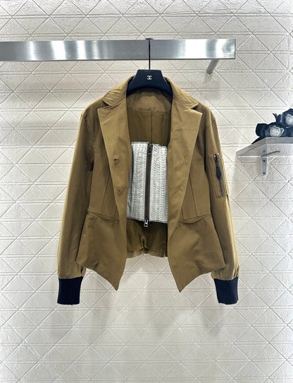 Pocket stand up collar jacket