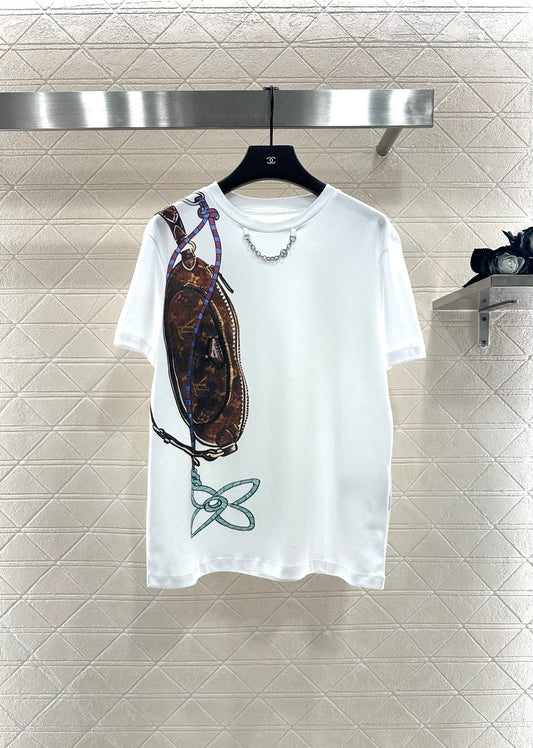 Chain round neck printed T-shirt