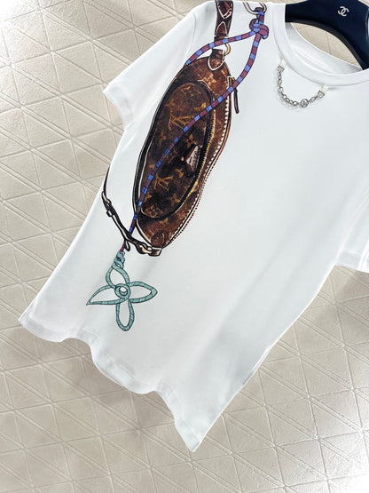 Chain round neck printed T-shirt