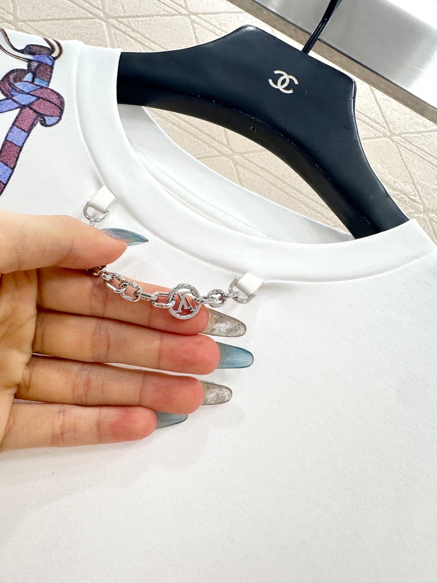 Chain round neck printed T-shirt