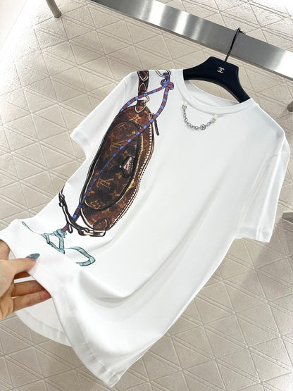 Chain round neck printed T-shirt