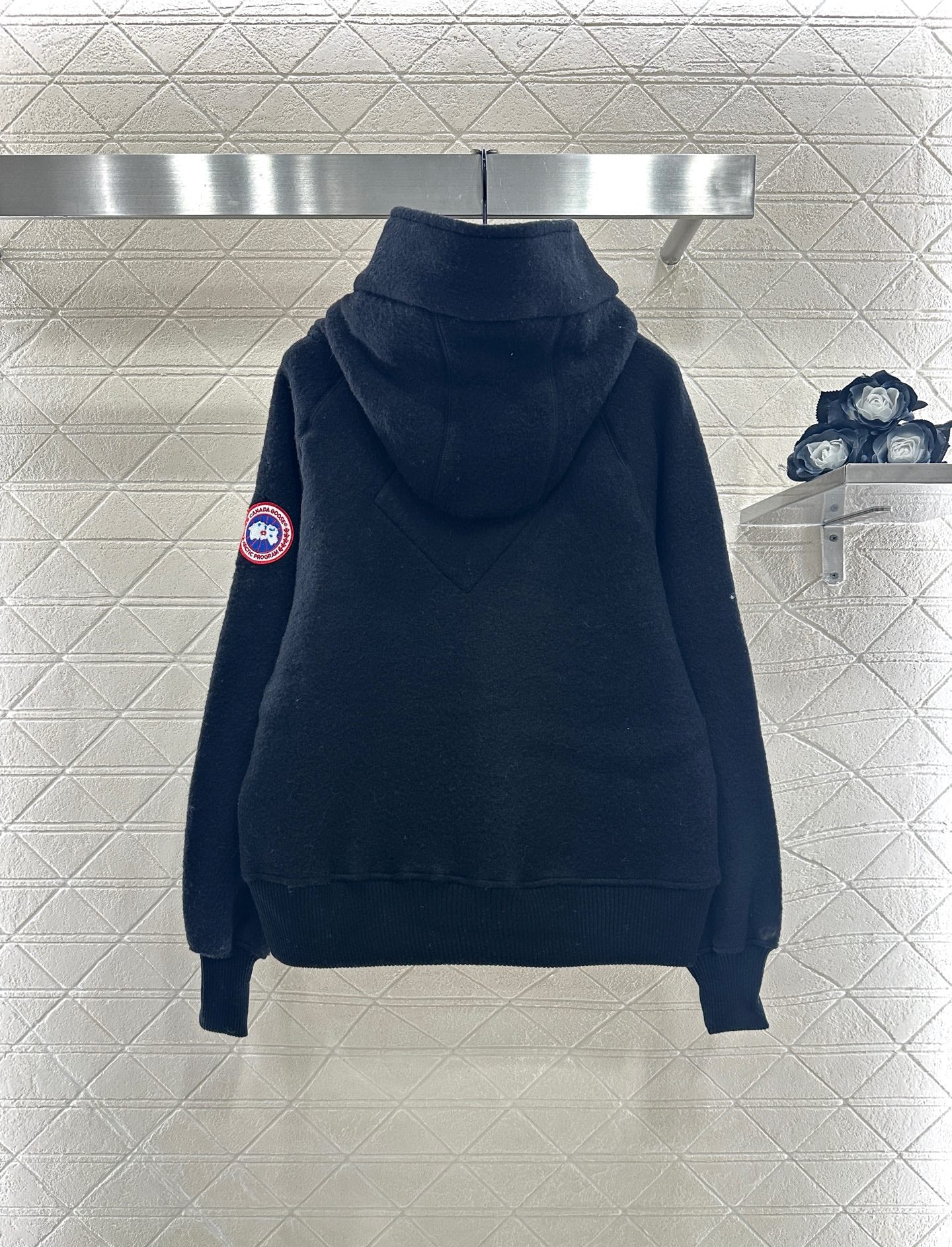Teddy plush hooded high neck jacket