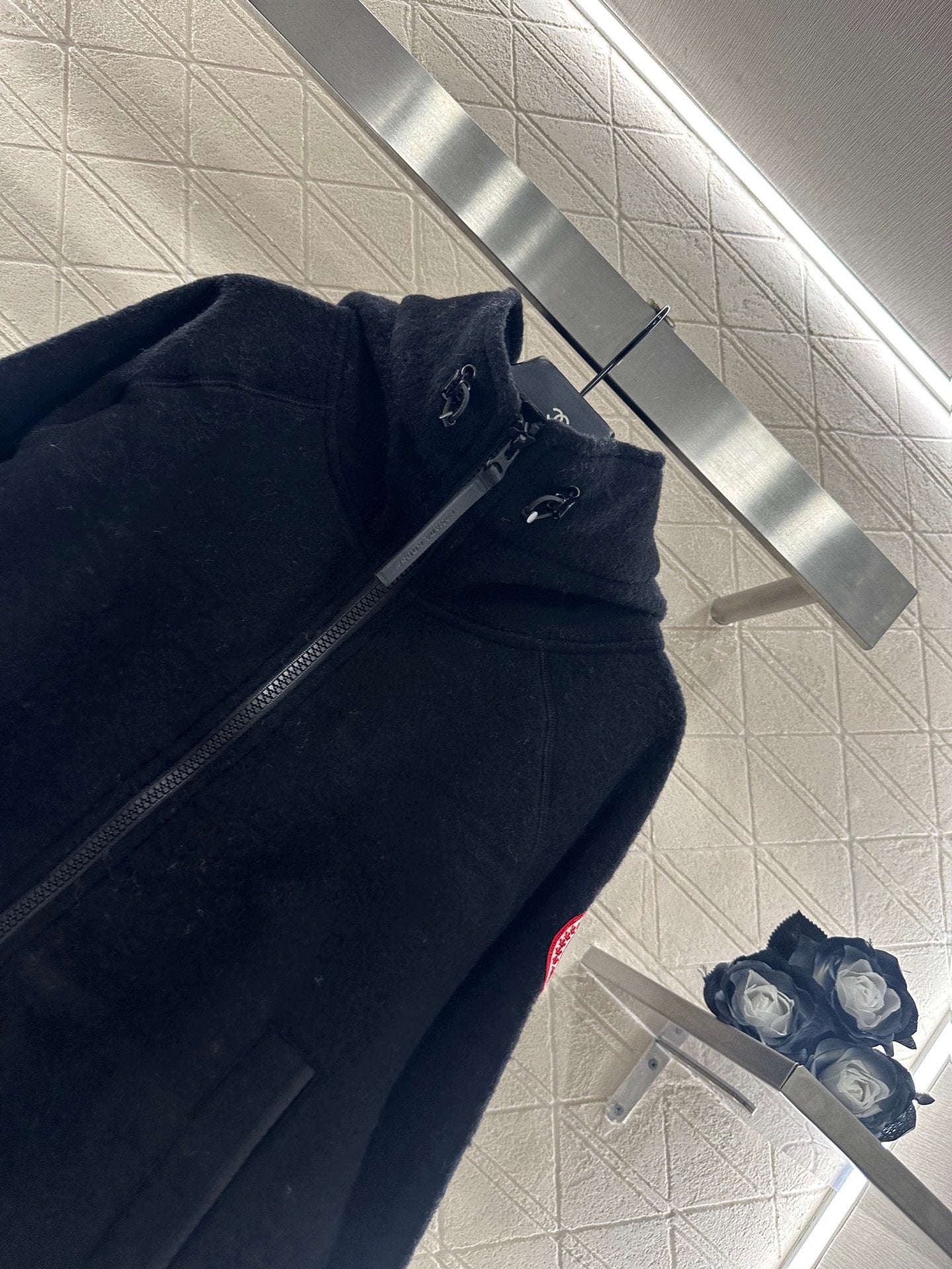 Teddy plush hooded high neck jacket