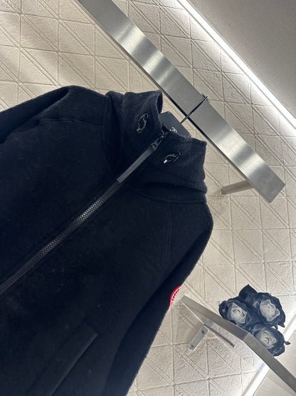 Teddy plush hooded high neck jacket