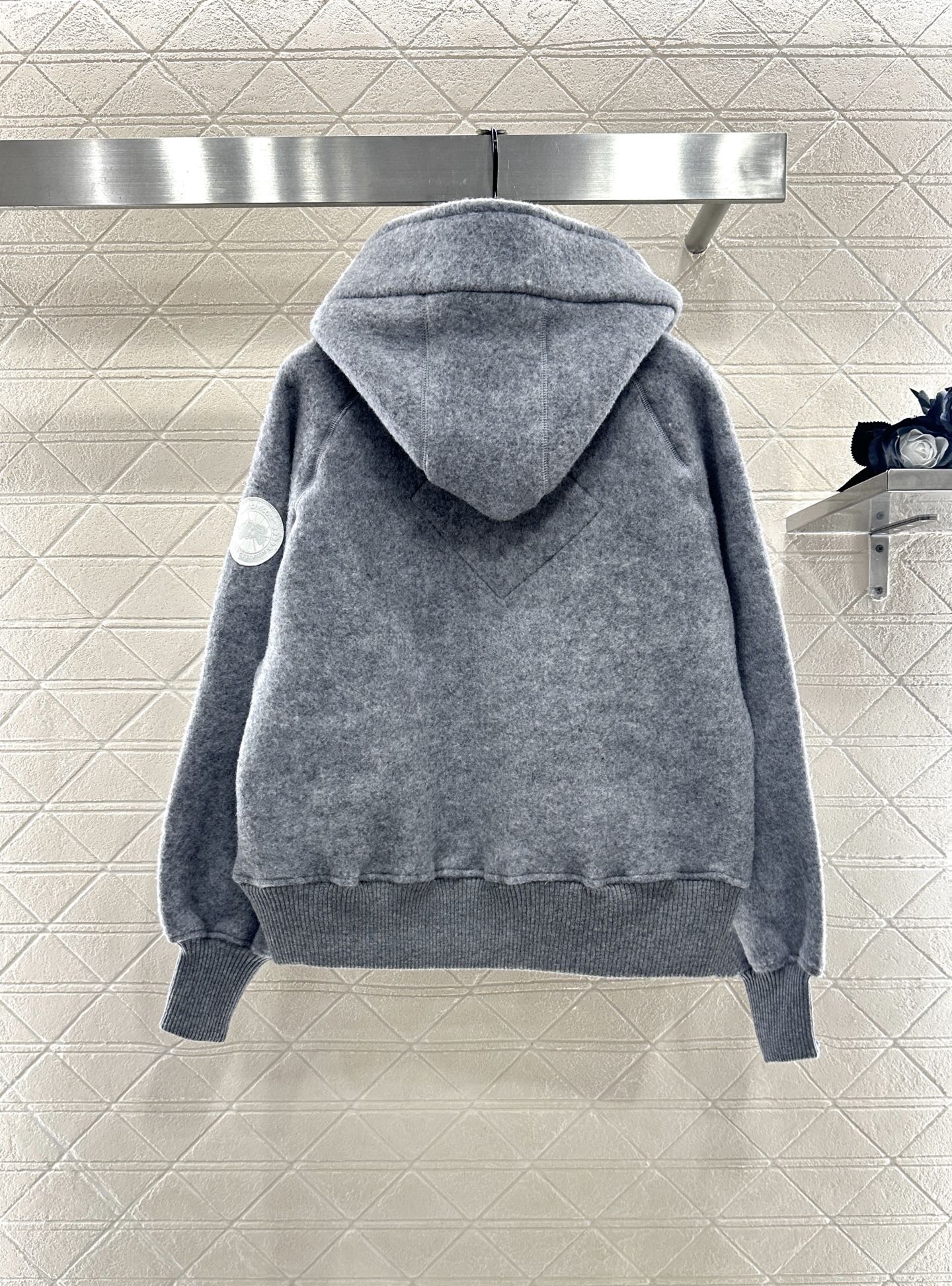 Teddy plush hooded high neck jacket