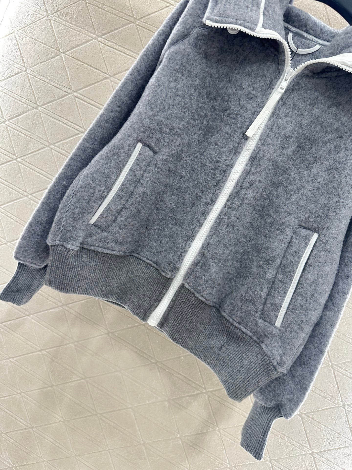 Teddy plush hooded high neck jacket