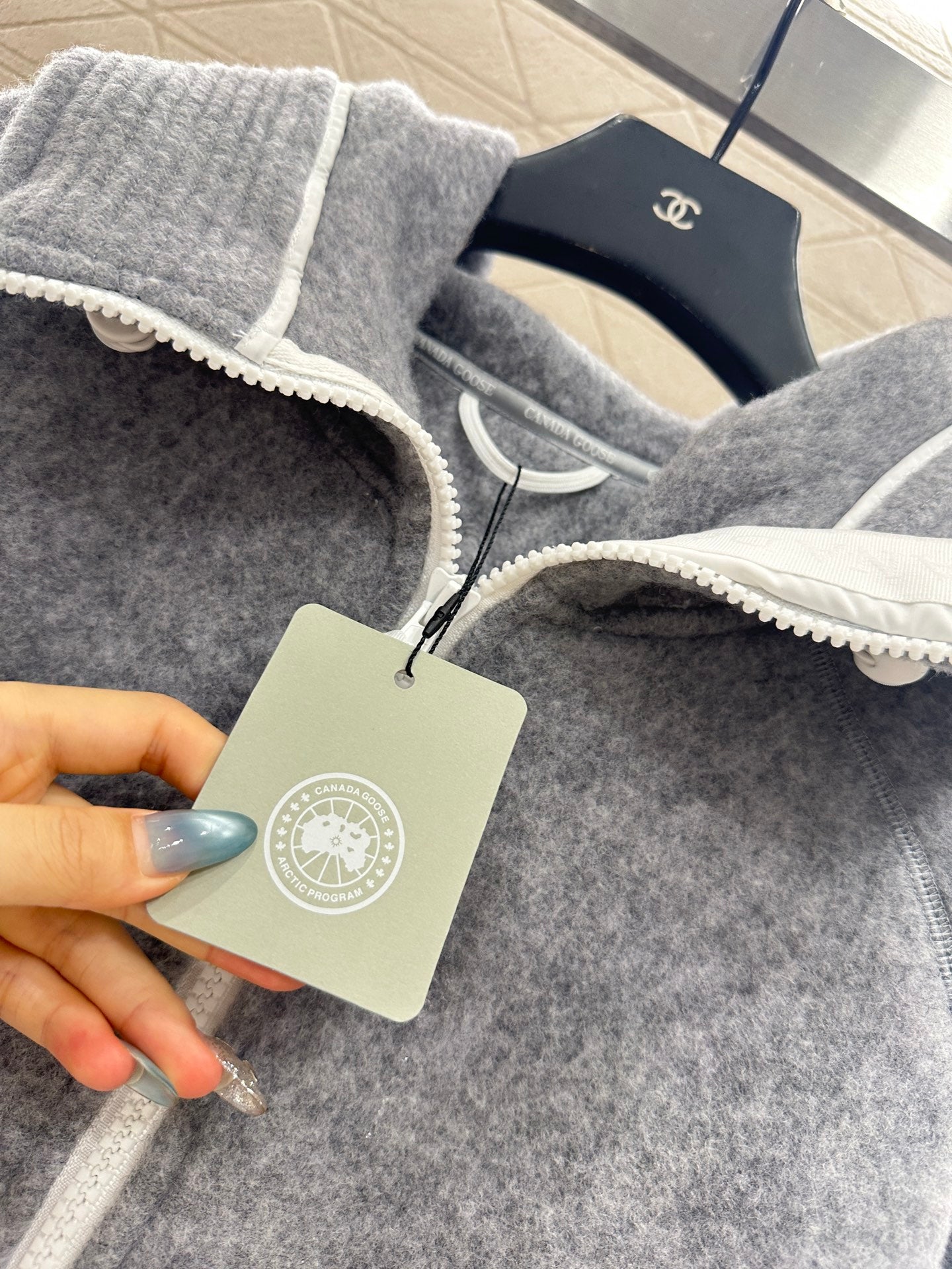 Teddy plush hooded high neck jacket