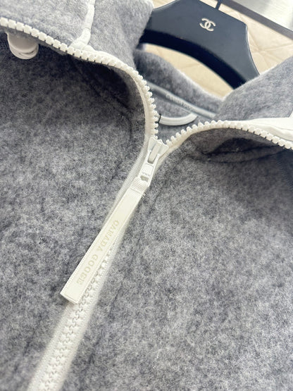 Teddy plush hooded high neck jacket