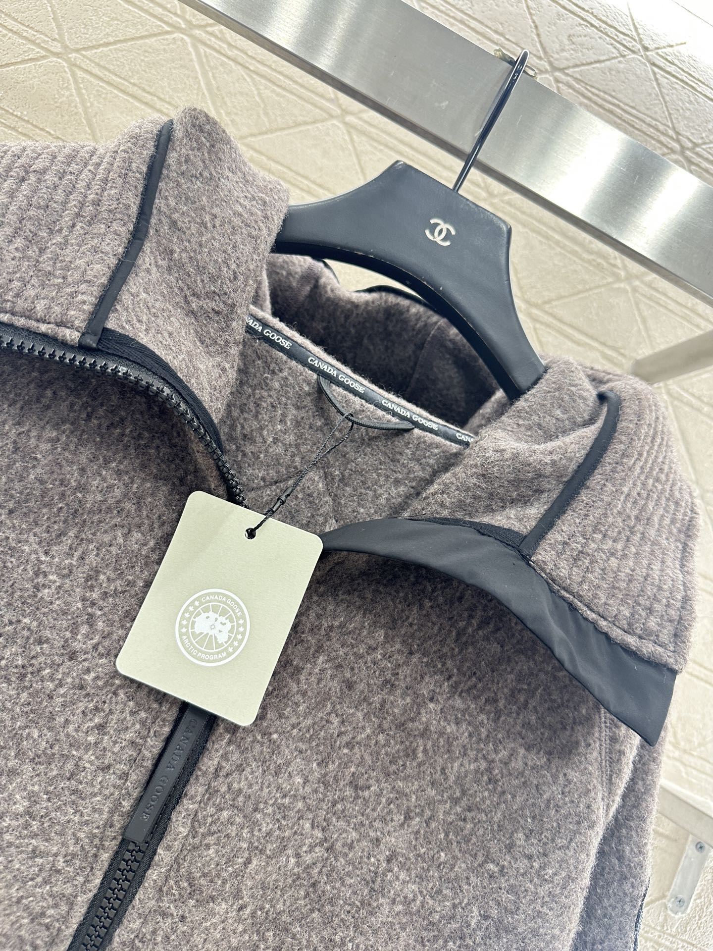 Teddy plush hooded high neck jacket