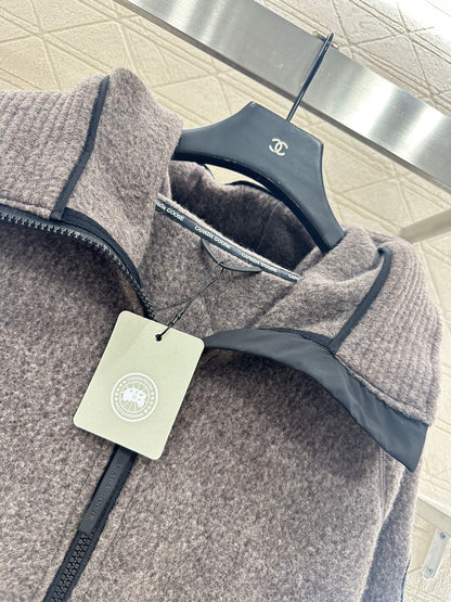 Teddy plush hooded high neck jacket