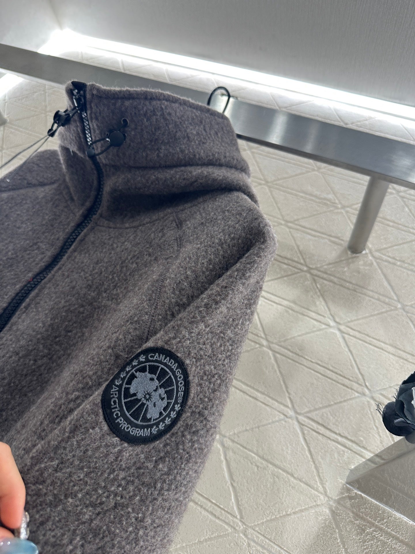 Teddy plush hooded high neck jacket