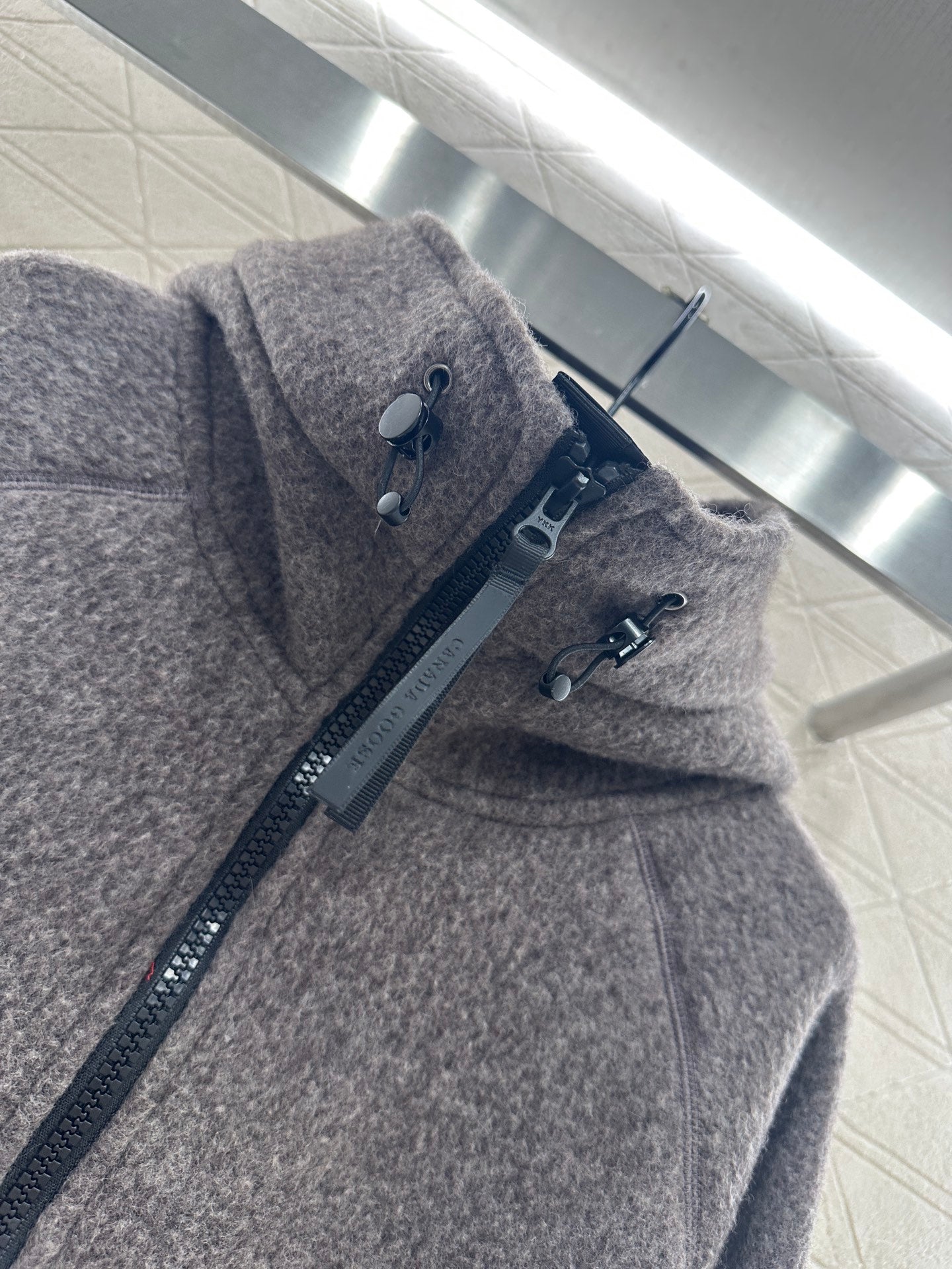 Teddy plush hooded high neck jacket