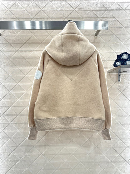 Teddy plush hooded high neck jacket
