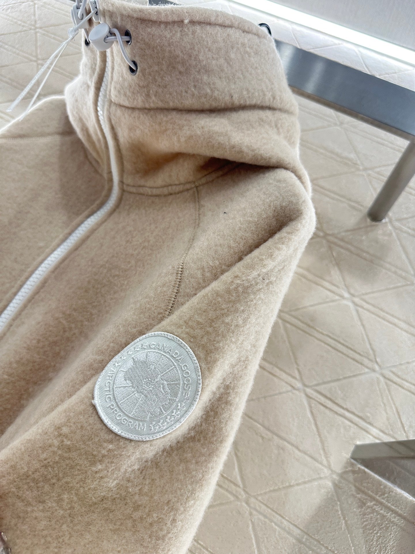 Teddy plush hooded high neck jacket