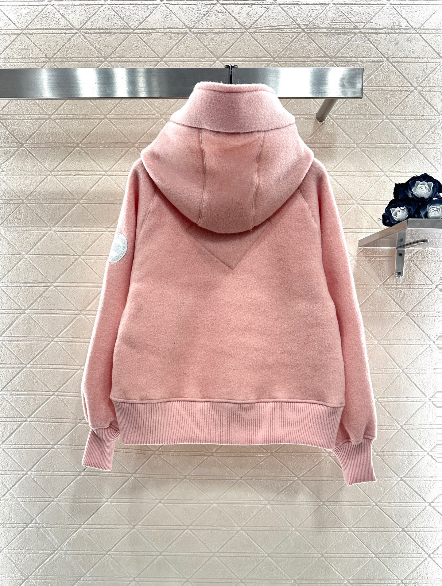 Teddy plush hooded high neck jacket