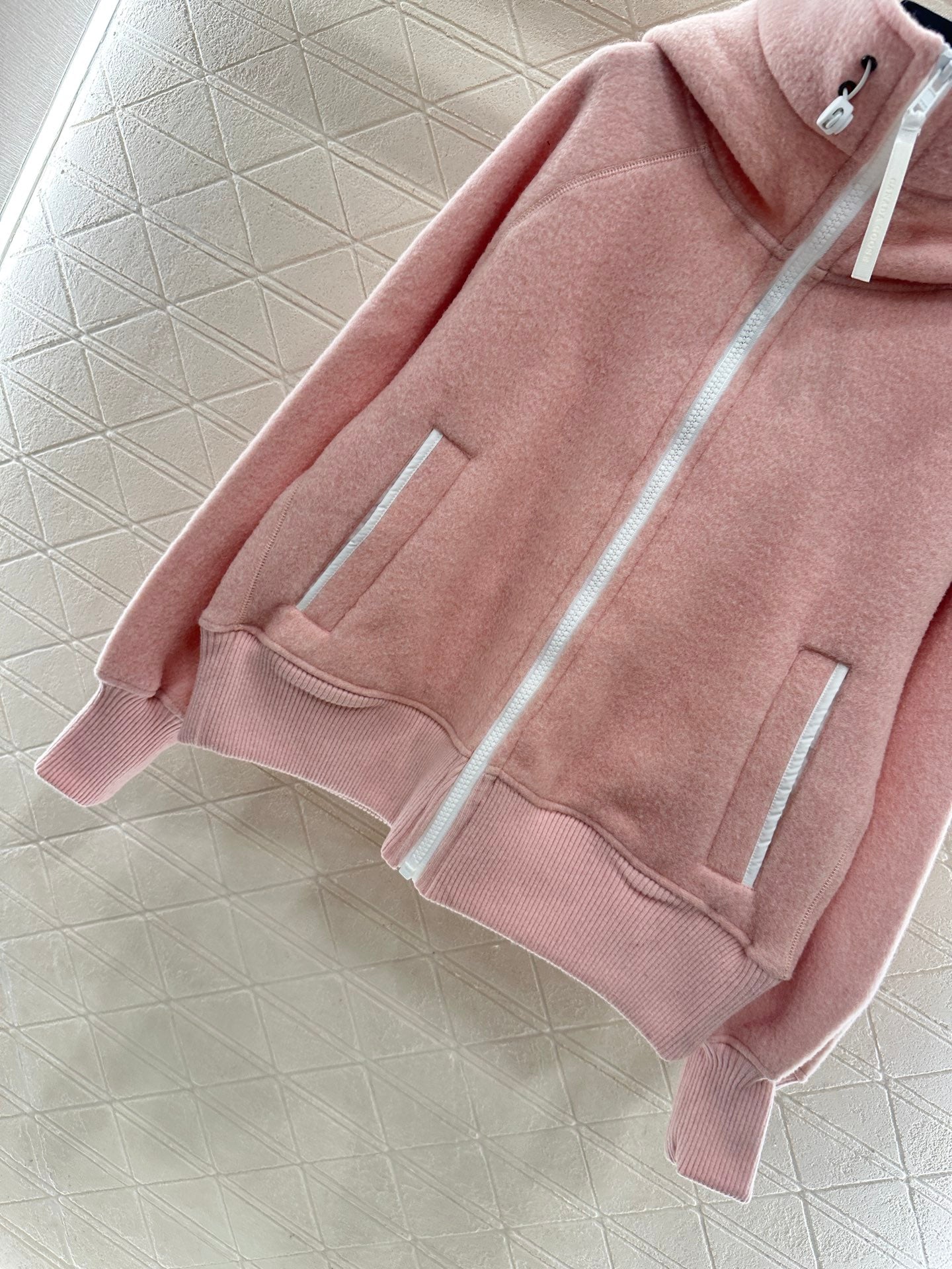 Teddy plush hooded high neck jacket