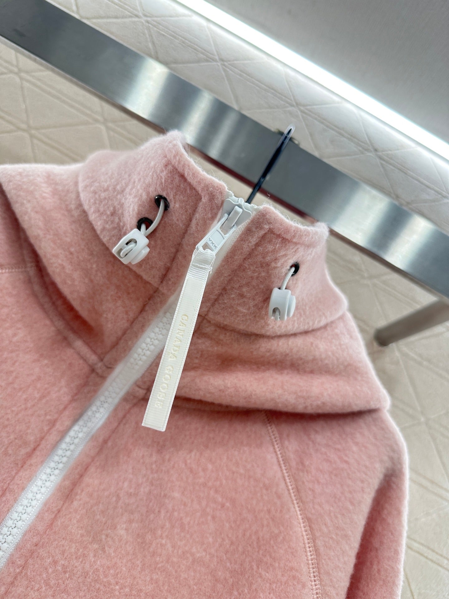 Teddy plush hooded high neck jacket