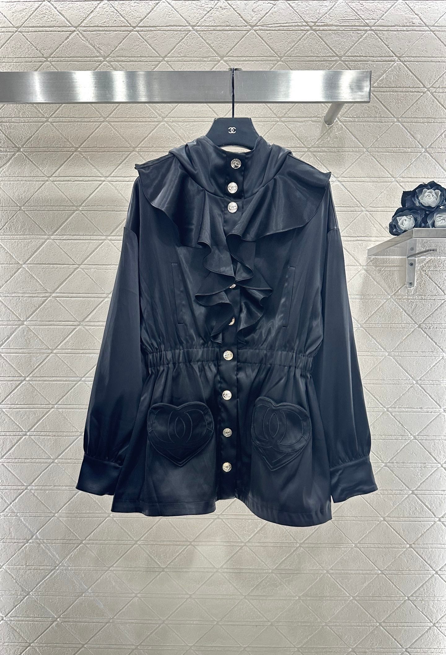 Mushroom lace mid length windbreaker jacket