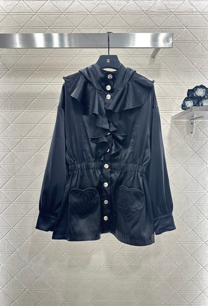 Mushroom lace mid length windbreaker jacket