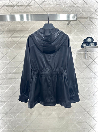 Mushroom lace mid length windbreaker jacket