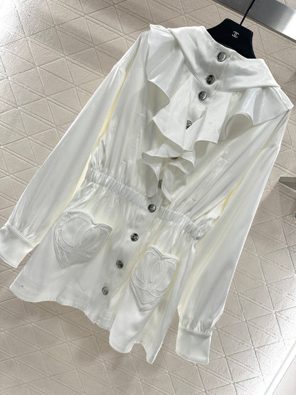 Mushroom lace mid length windbreaker jacket