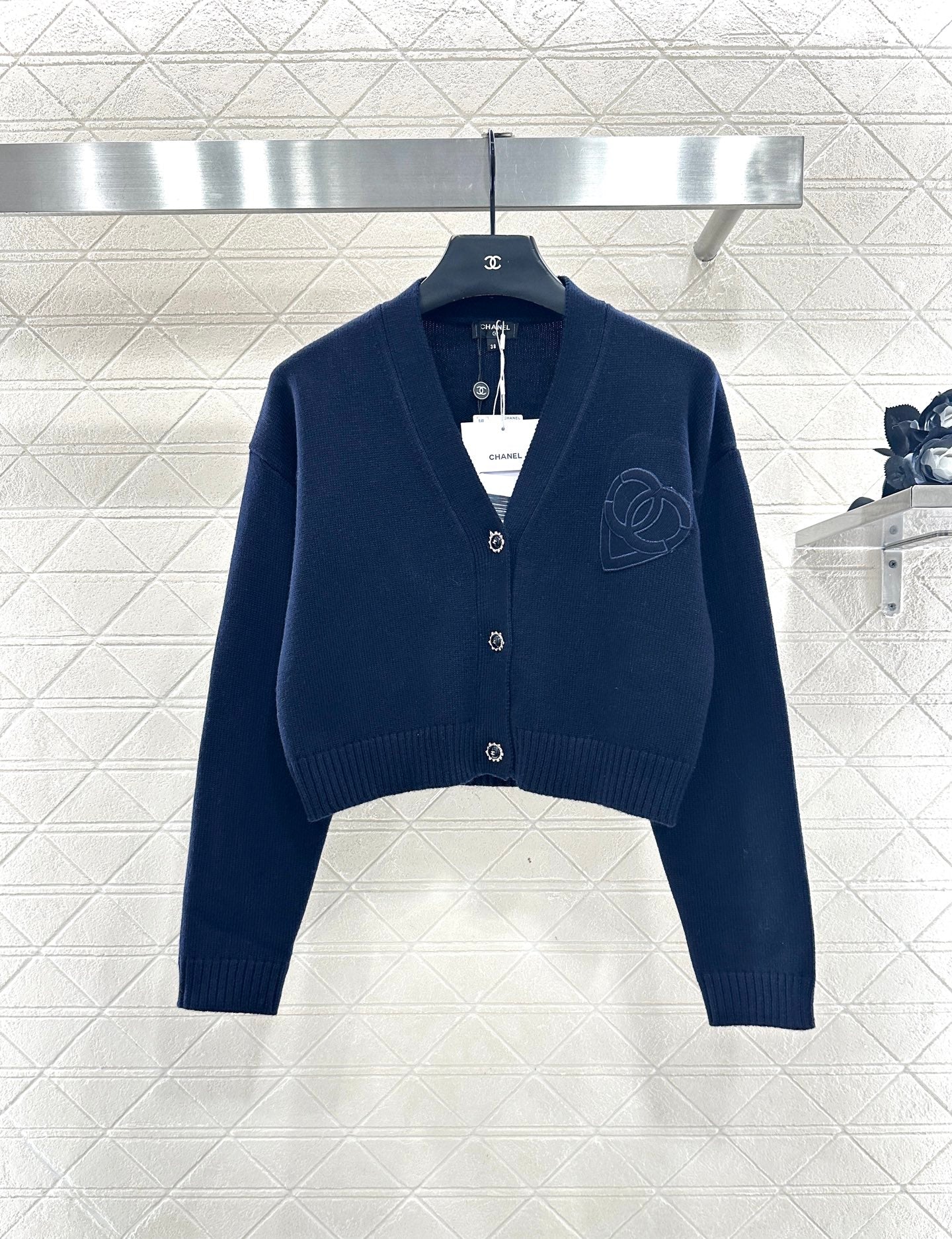 Double C heart letter knitted cardigan