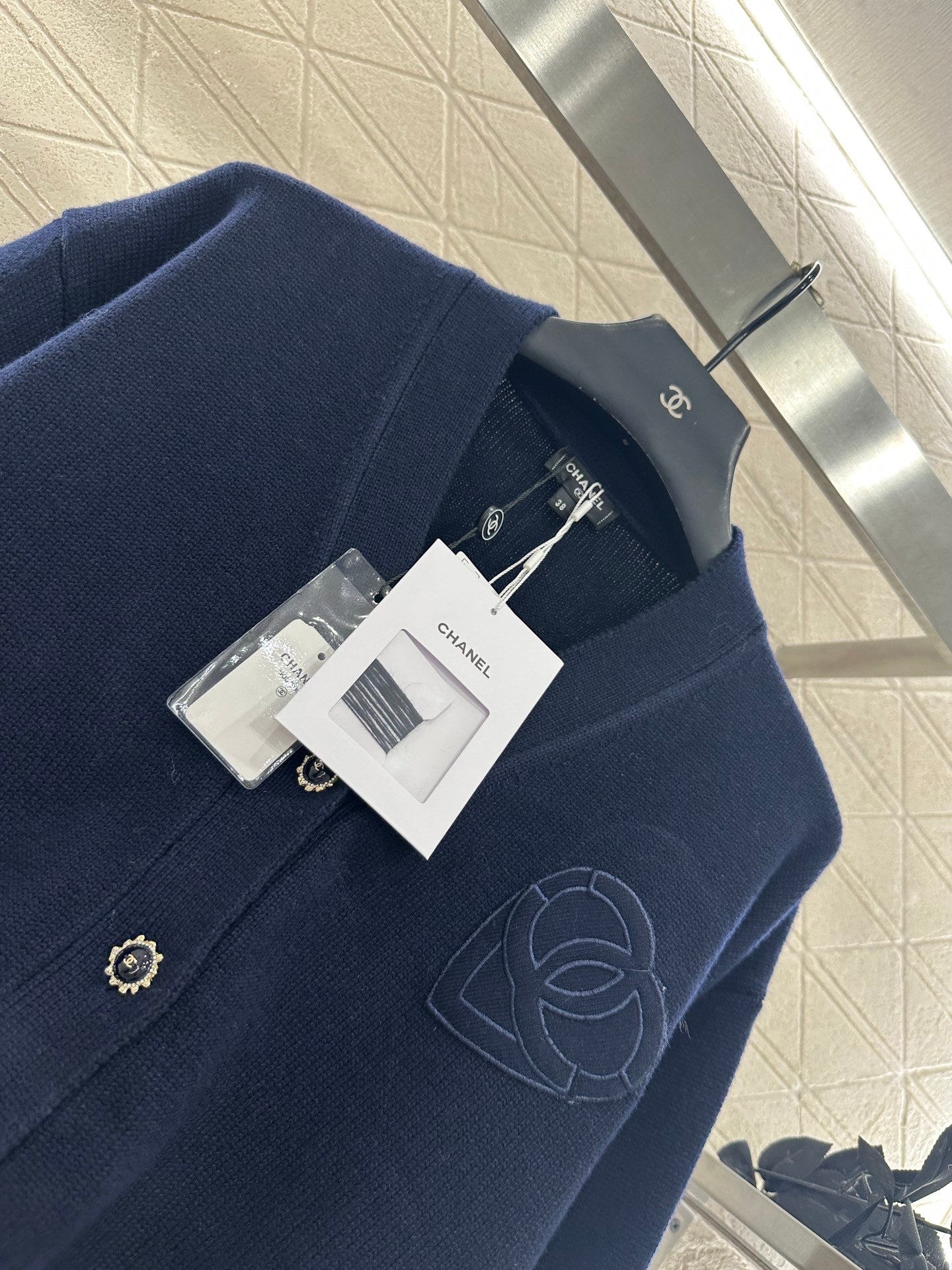 Double C heart letter knitted cardigan