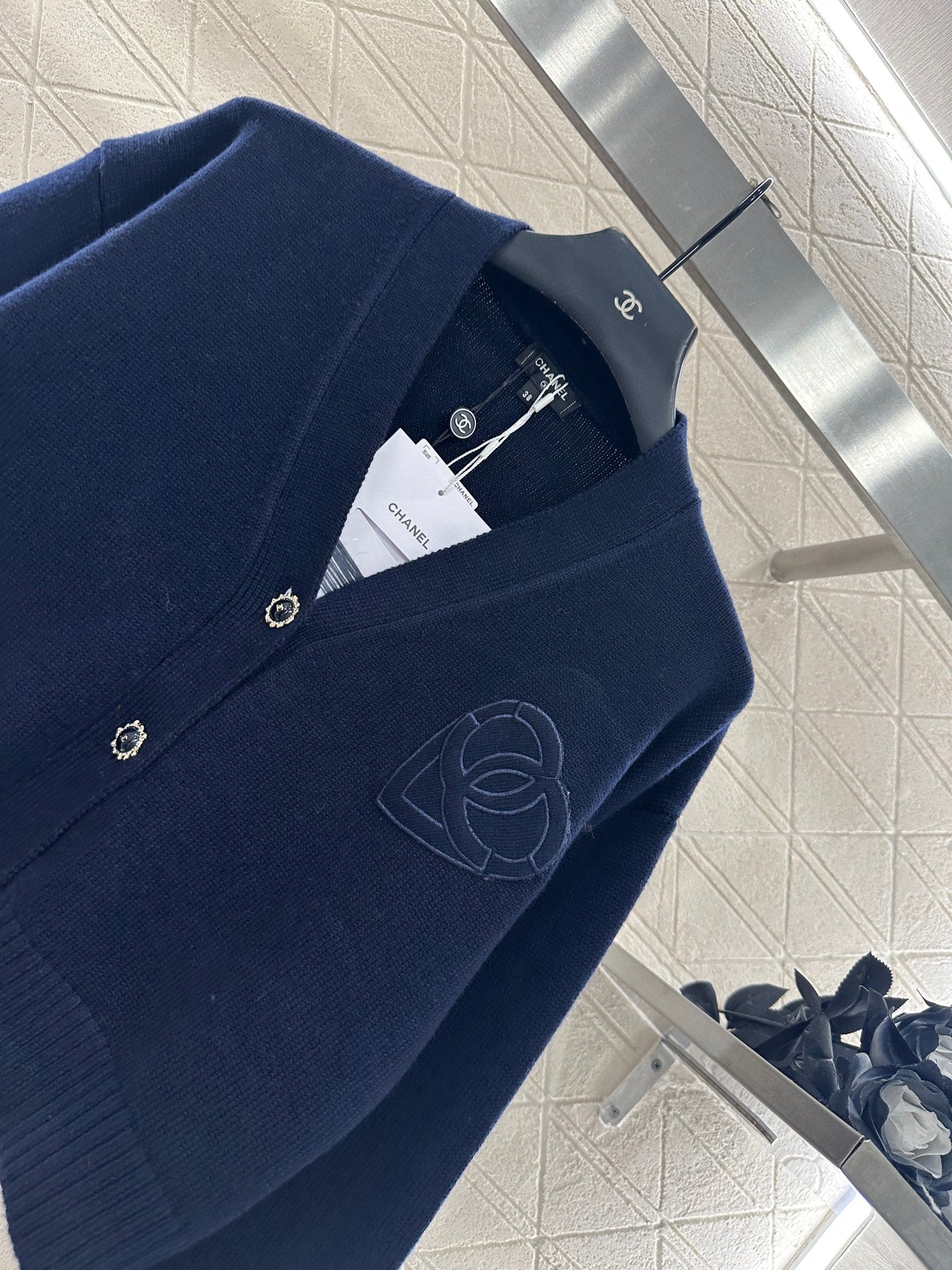 Double C heart letter knitted cardigan