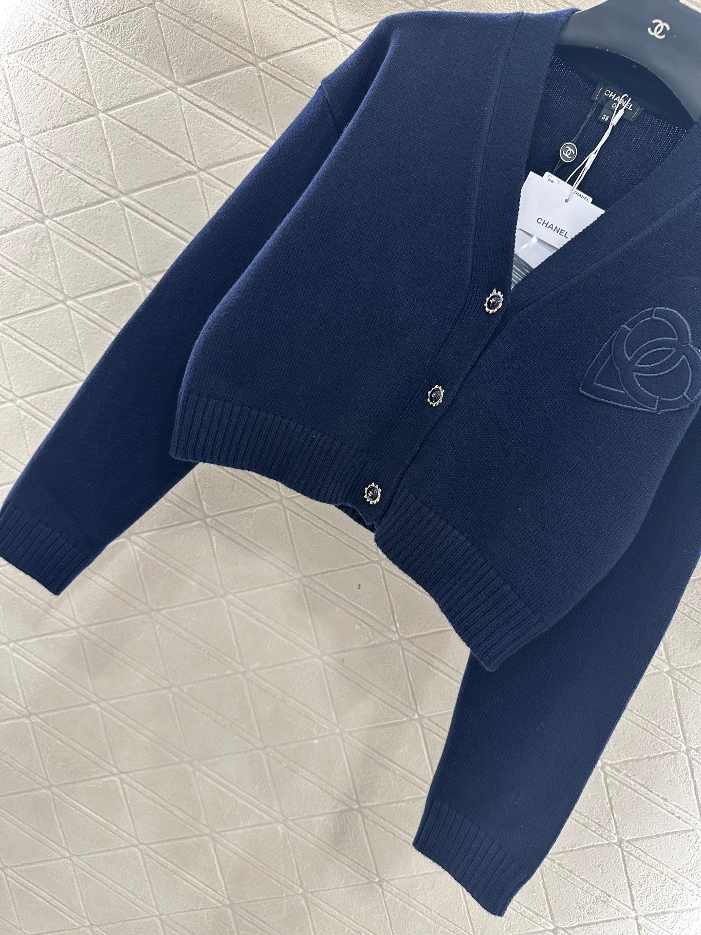 Double C heart letter knitted cardigan