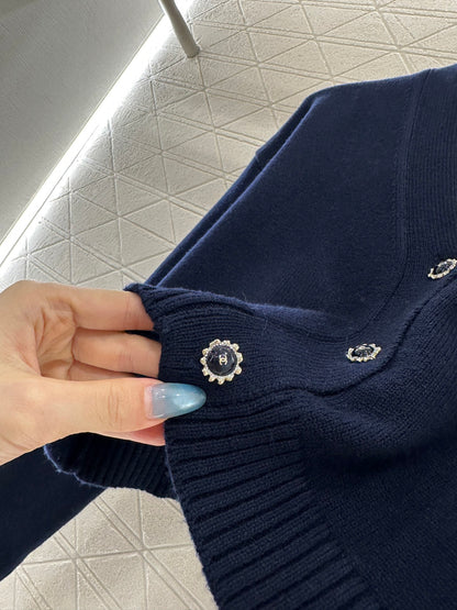 Double C heart letter knitted cardigan