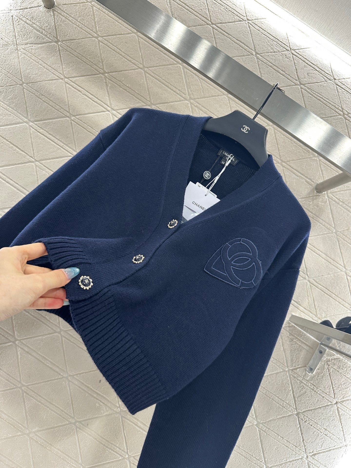 Double C heart letter knitted cardigan