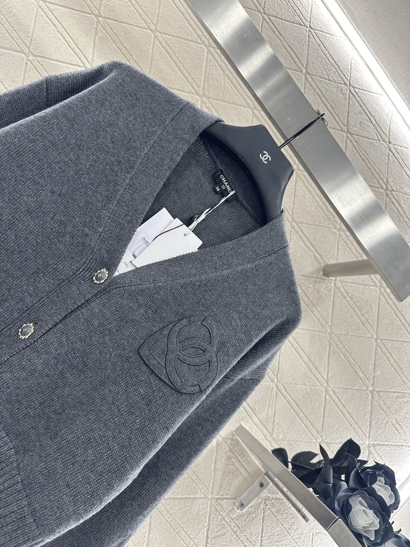 Double C heart letter knitted cardigan