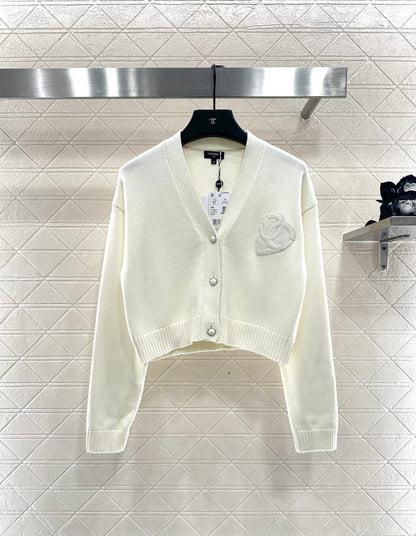 Double C heart letter knitted cardigan