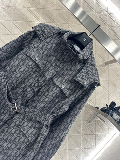 Hooded waistband jacquard jacket