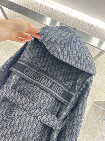 Hooded waistband jacquard jacket