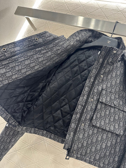 Collar hooded jacquard jacket