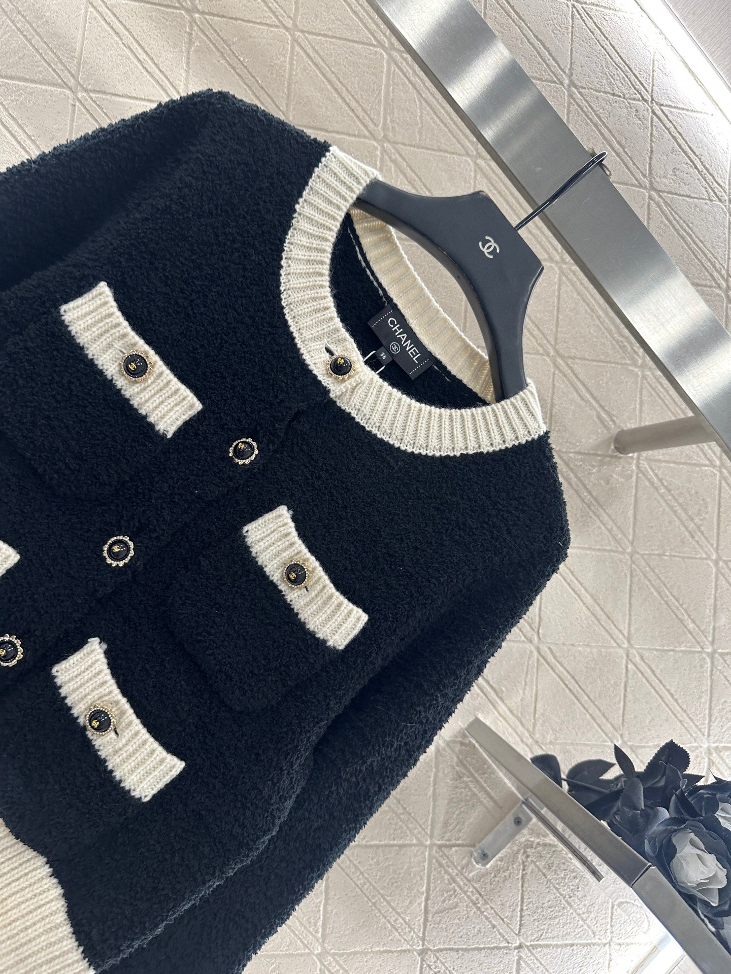 Color blocking pocket knitted cardigan