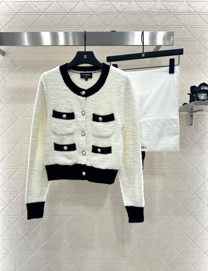 Color blocking pocket knitted cardigan