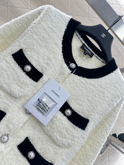 Color blocking pocket knitted cardigan