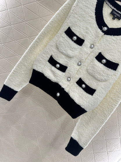 Color blocking pocket knitted cardigan