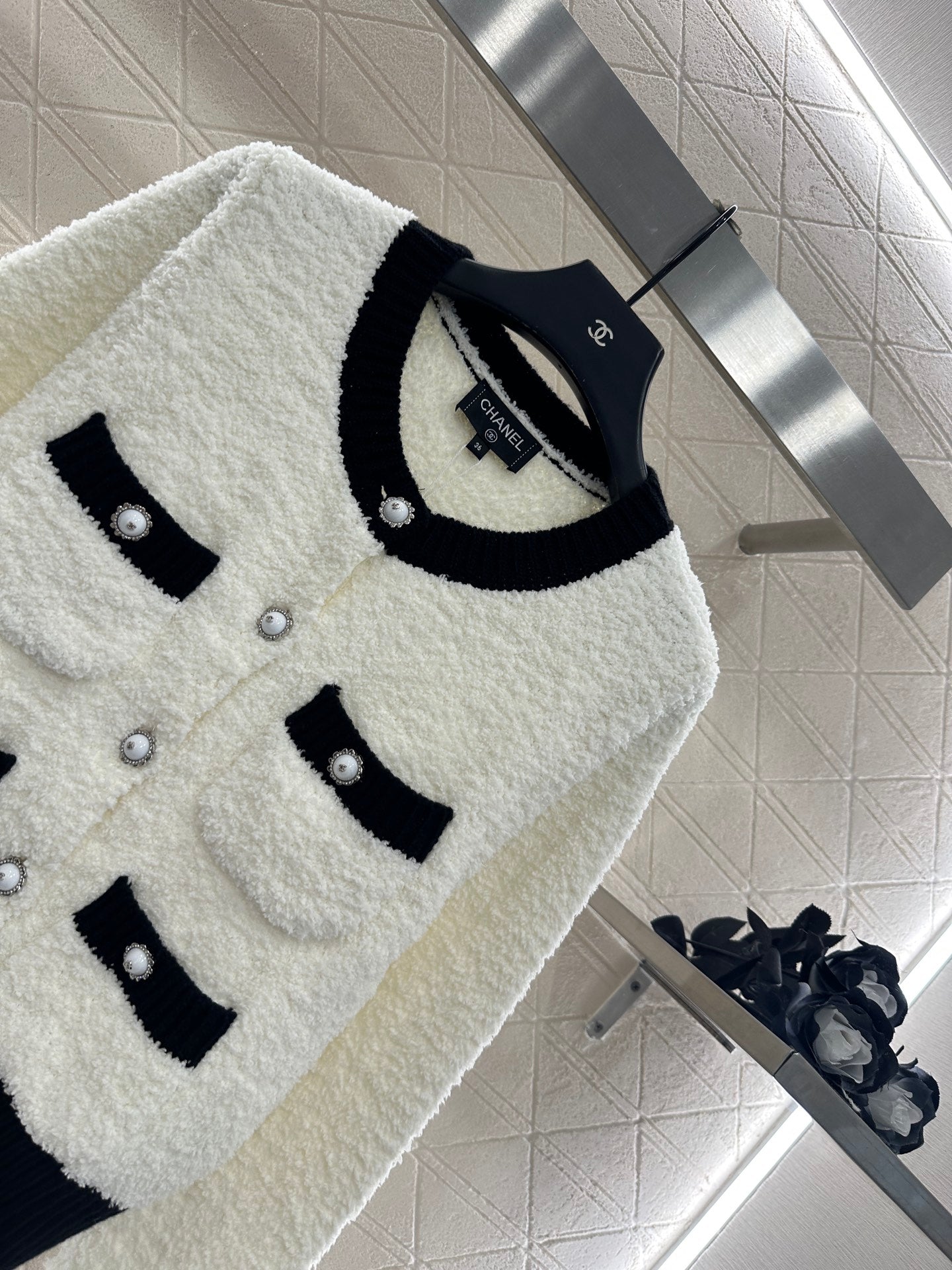 Color blocking pocket knitted cardigan