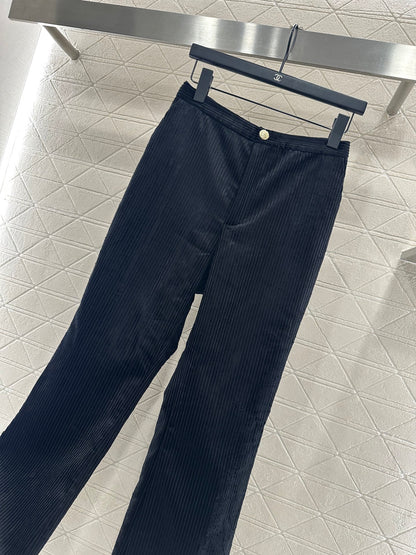 Corduroy tied edge slit slightly flared pants