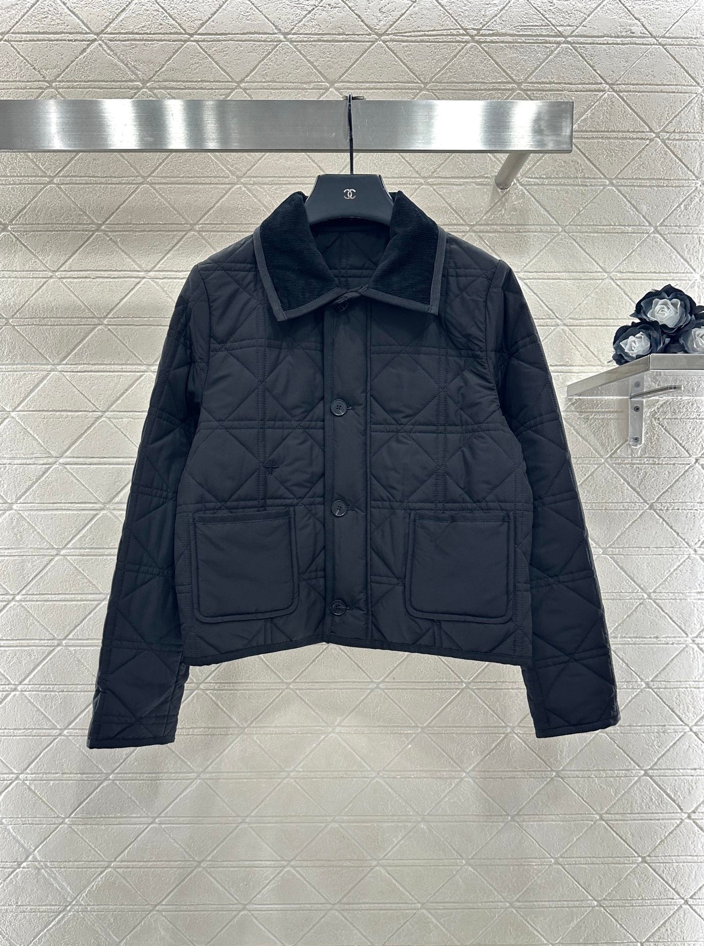 Corduroy rattan plaid cotton jacket