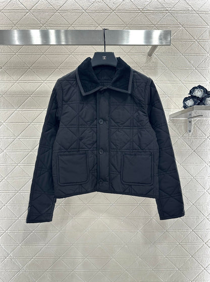 Corduroy rattan plaid cotton jacket