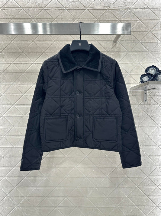 Corduroy rattan plaid cotton jacket