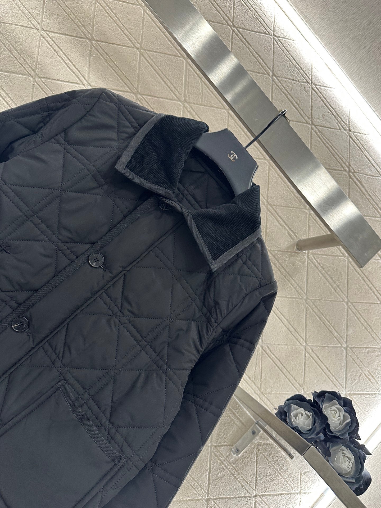 Corduroy rattan plaid cotton jacket