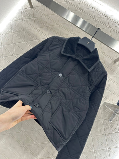 Corduroy rattan plaid cotton jacket